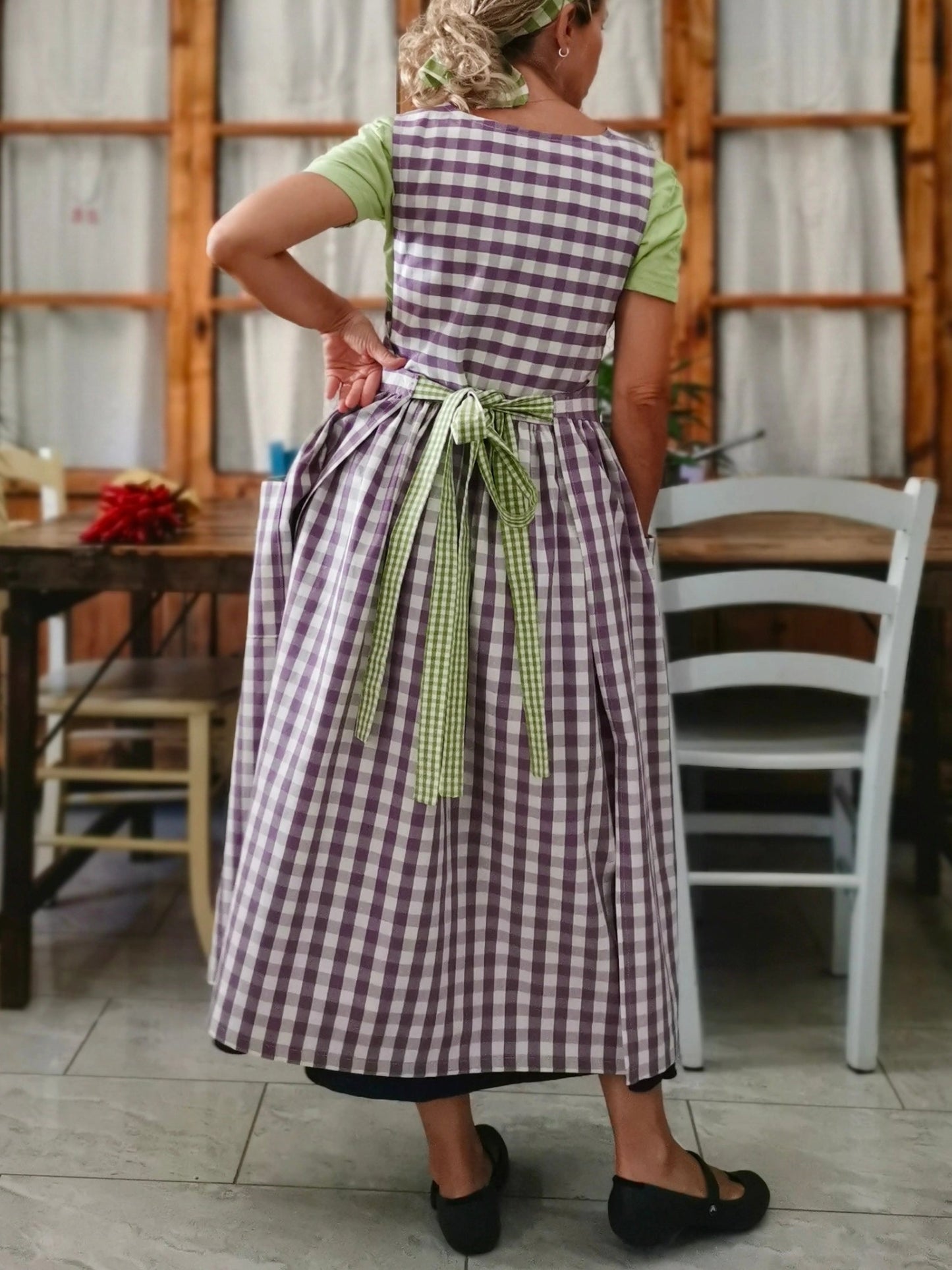 Purple Checkered Apron