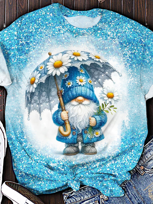 Women's Cute Gnome Crew Neck T-shirt