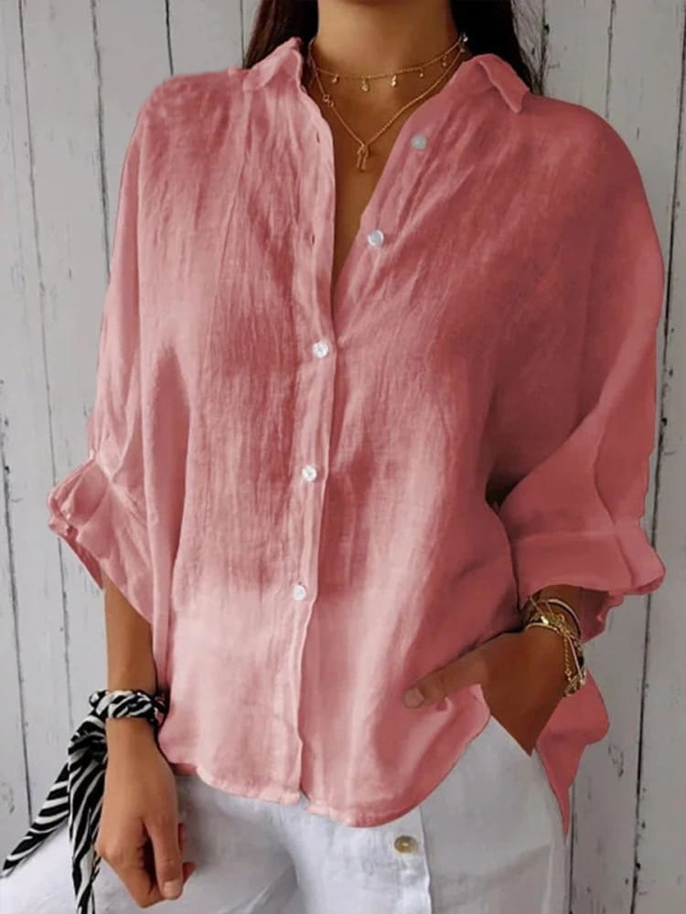 Women's Cotton & Linen Casual Tie-back Shirt