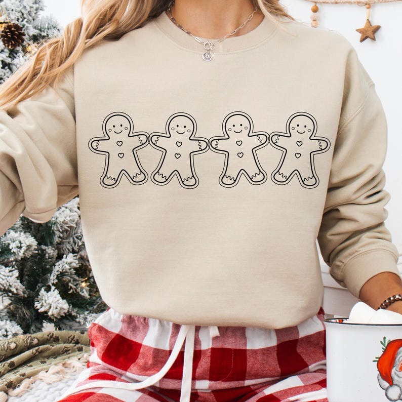 Gingerbread Man Printed Long Sleeve Casual Top