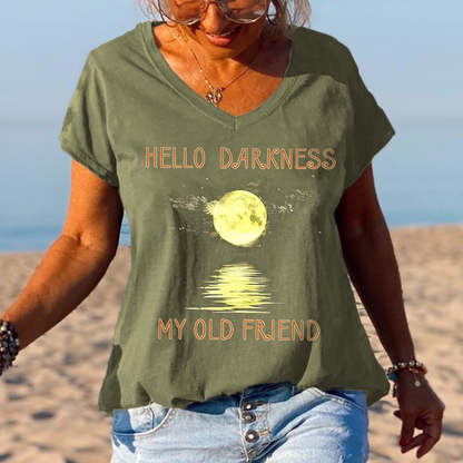 Hello Darkness My Old Friend Moonlight Printed Graphic Tees