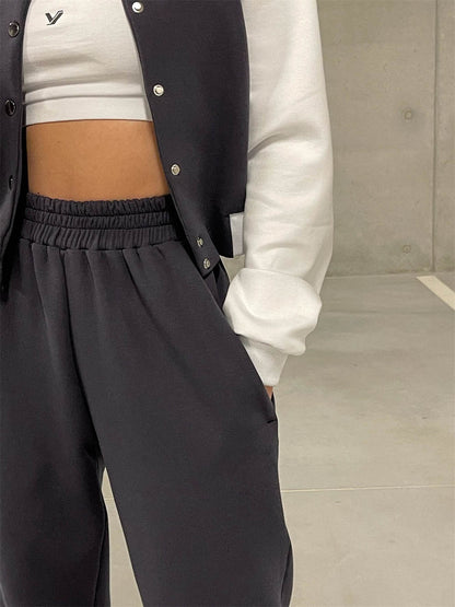 Sweater Baseball Jacket Pants Fashion Casual Set