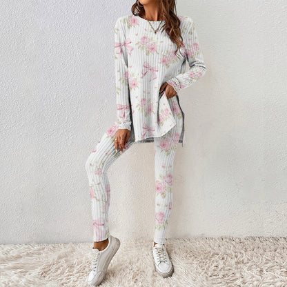 Women's Bow Flower Long Sleeve Suit