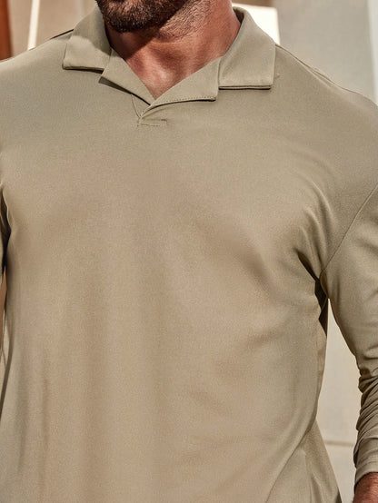 Manfinity Mode Men Solid Long Sleeve Polo Shirt