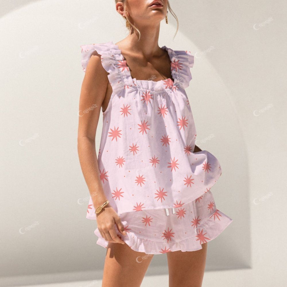 Short Tank Pink Fashion Stars Top Shorts Pajama Set