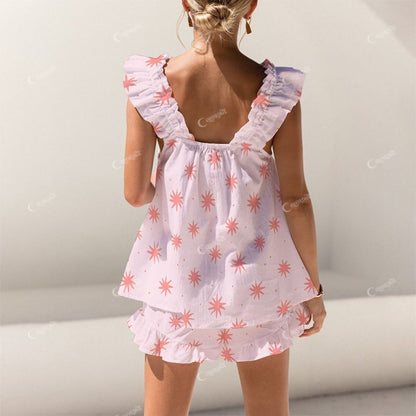 Short Tank Pink Fashion Stars Top Shorts Pajama Set