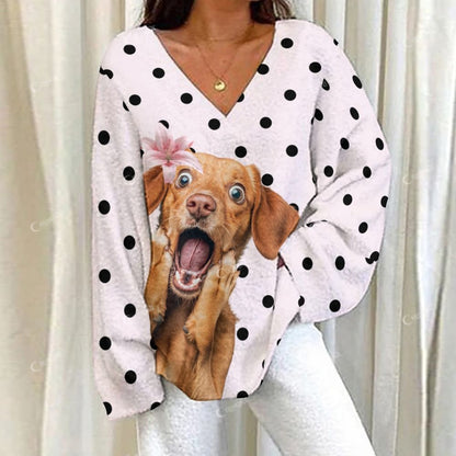 Colordate Polka Paws Funny Puppy Print Loungewear Set For Women
