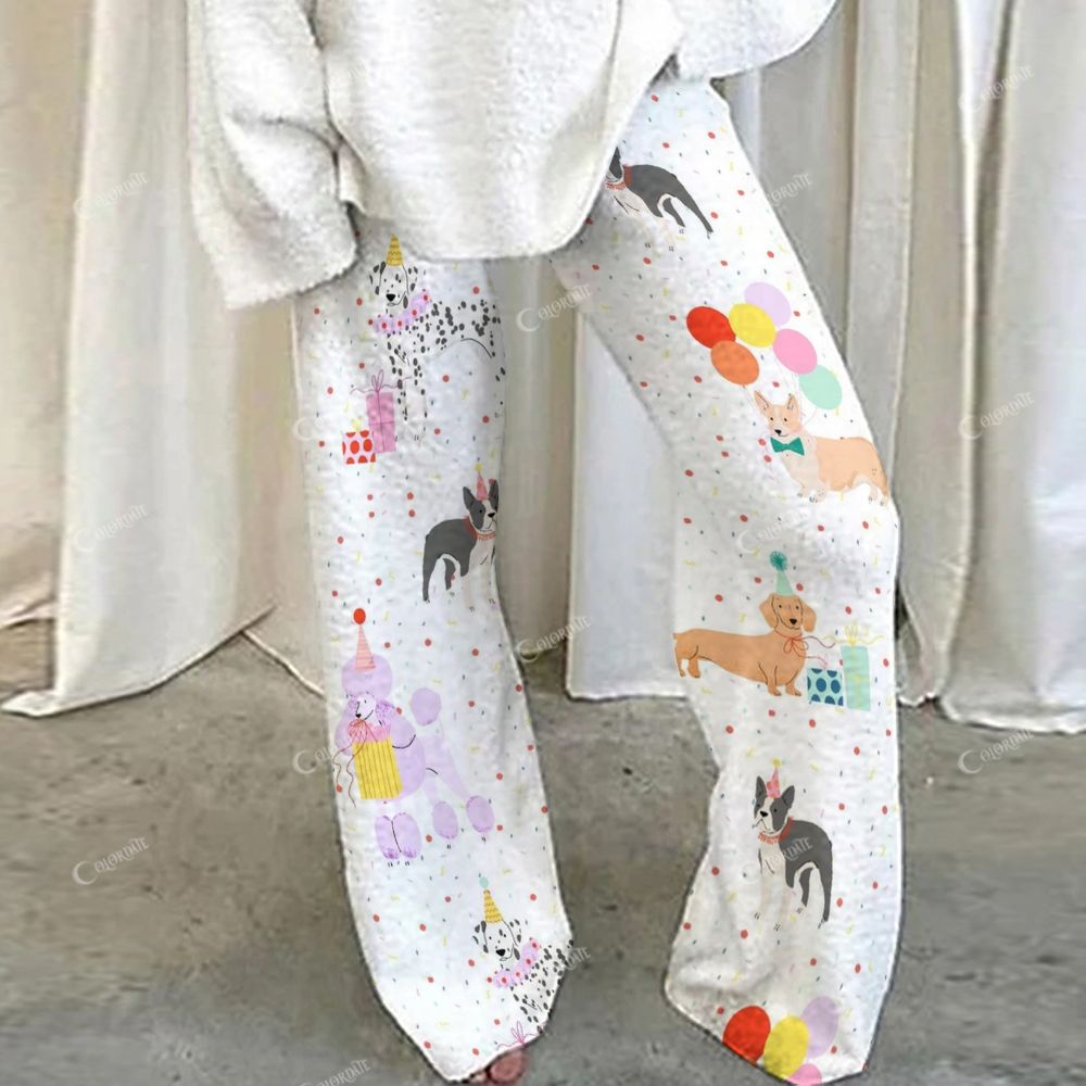 Colordate Gift Puppy Print Loungewear Set For Women