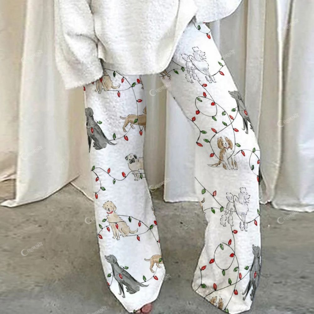 Colordate Puppy And Lamp Print Loungewear Set For Women