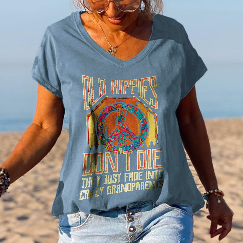 Old Hippies Don't Die Creative Printed Graphic Tees