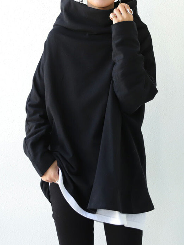 Urban Black&Gray High-Neck Long Sleeve Oversize T-Shirt