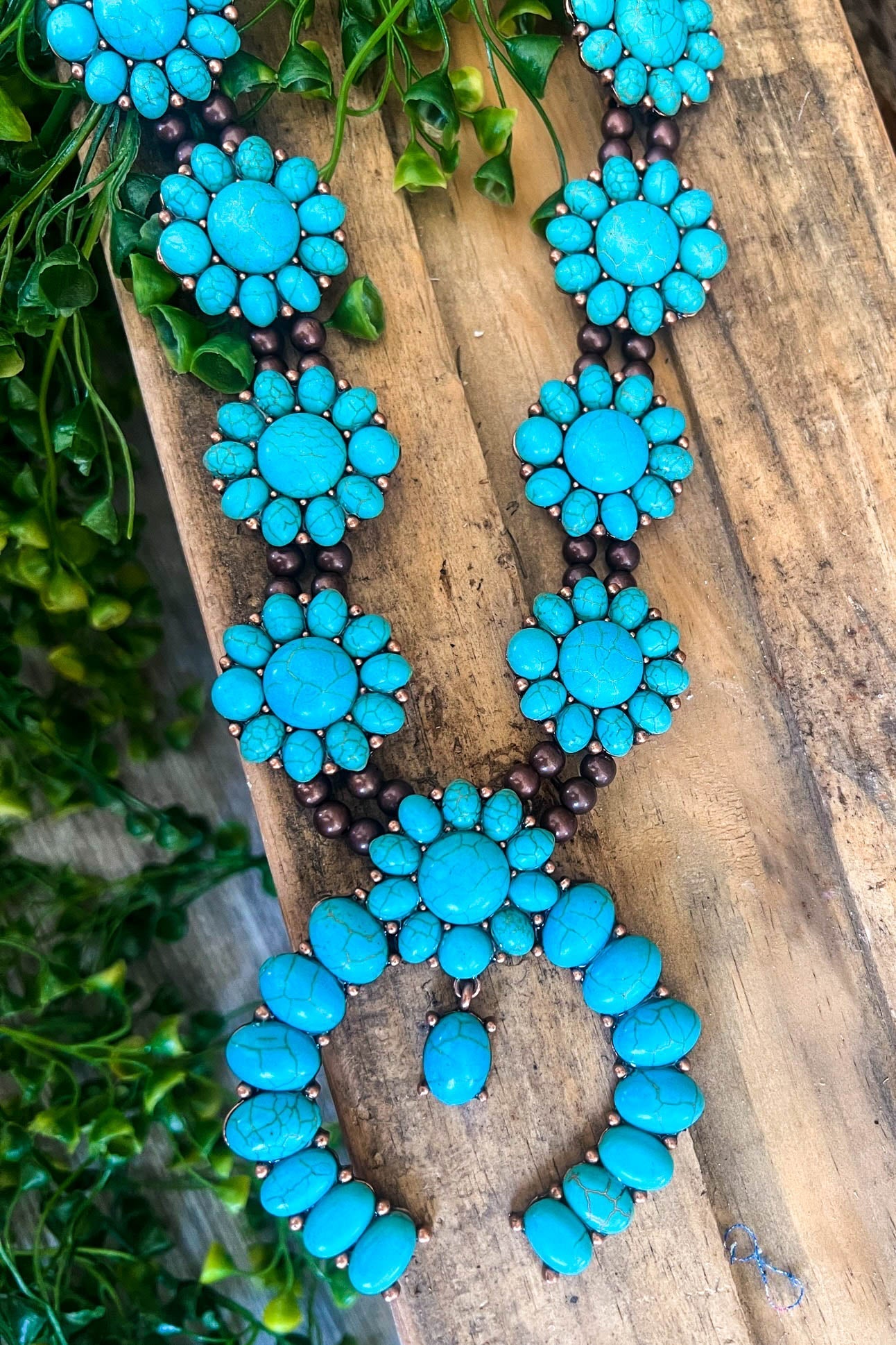 Copper Western Horseshoe Necklace -Turquoise