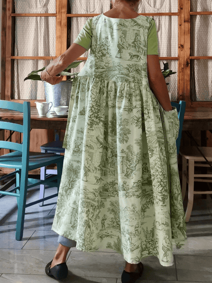 Vintage Green Long Apron