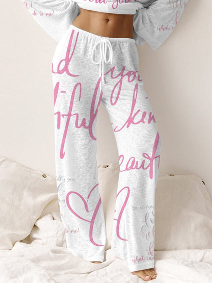 Women's Pink Long Sleeve Cotton Homewear Set