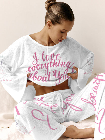 Women's Pink Long Sleeve Cotton Homewear Set
