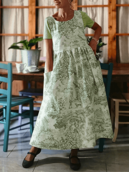 Vintage Green Long Apron