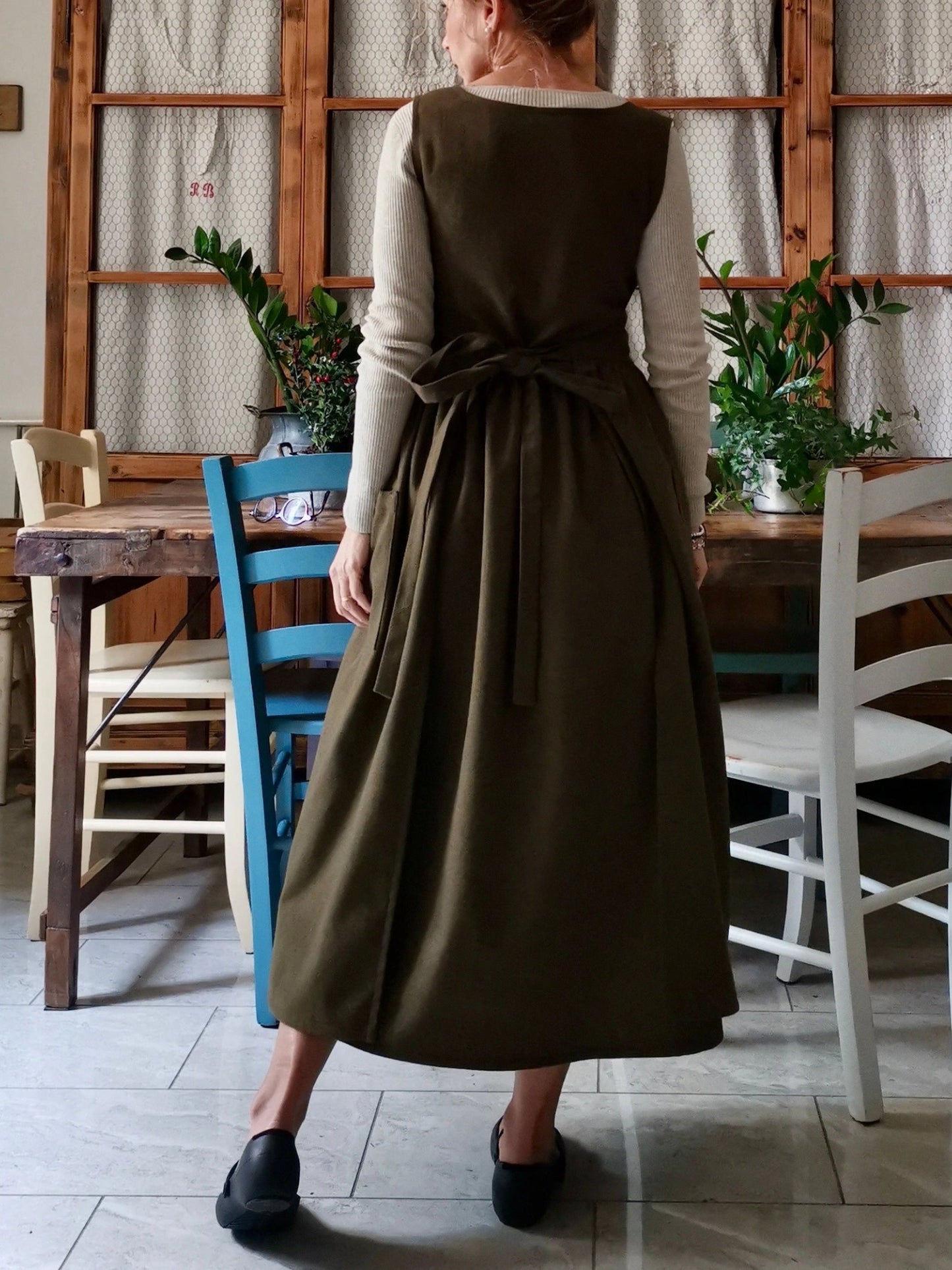 Dark Green Cotton Apron
