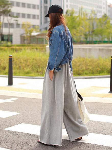 Loose Urban Gray Wide Leg Elastic Waist Pants