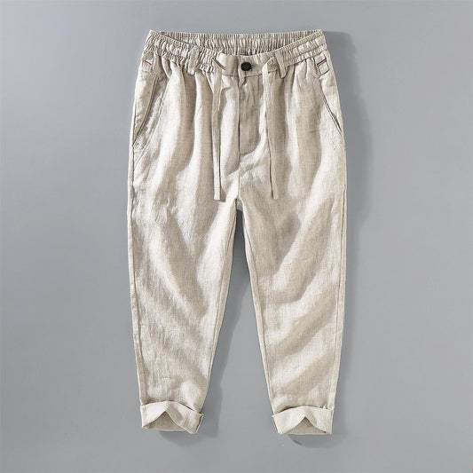Men's Linen Cropped Pants - Breathable & Casual
