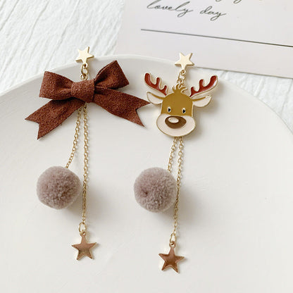 Christmas Bow Moose Earrings