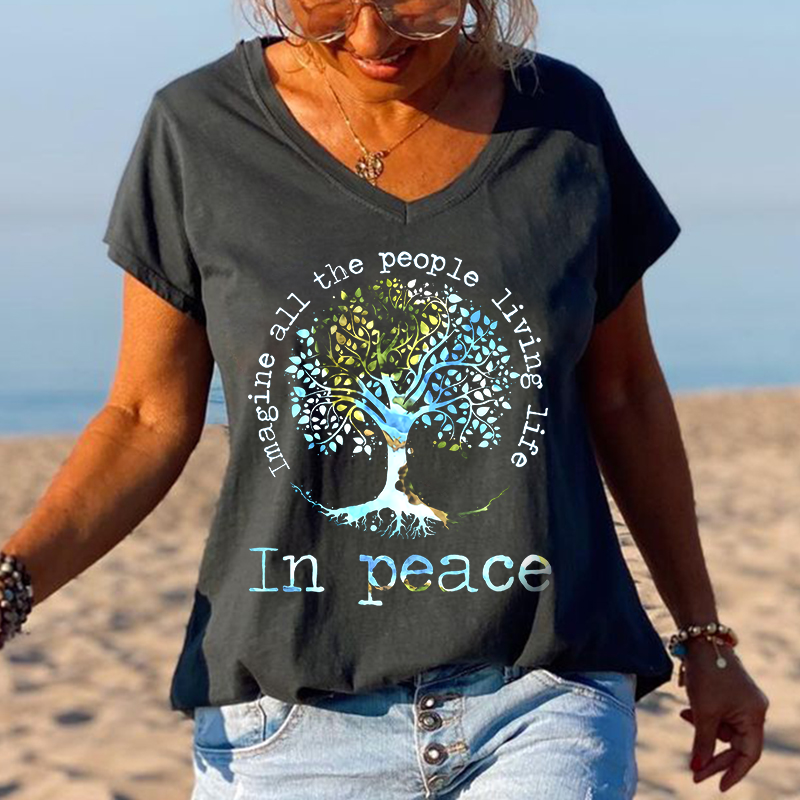 Imagine All The People Living Life Tree Of Life Graphic Tees