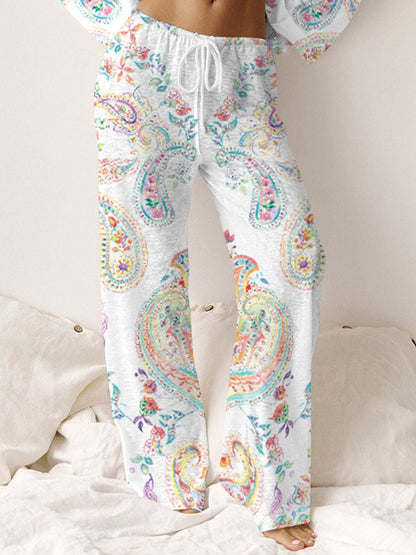 Women's Bohemian Colorful Long Sleeve Pajama Set