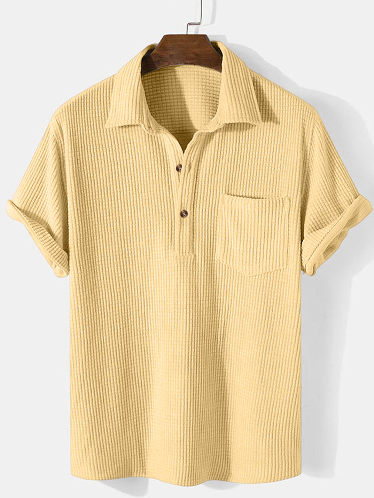 Men's waffle polo short sleeve shirt