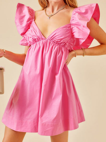 Ruched ruffle dress