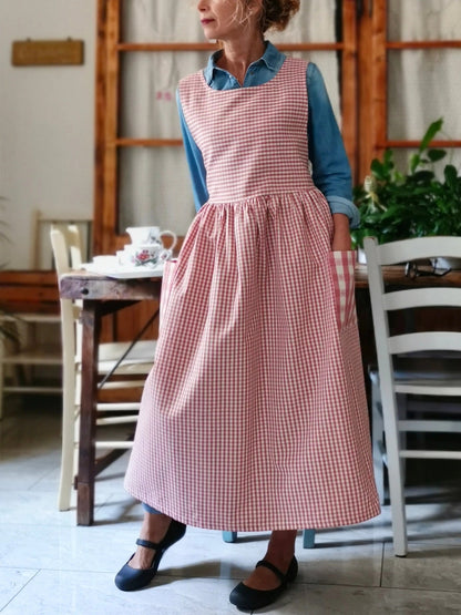 Antique Pink Patchwork Checkered Apron