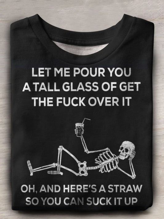 Funny Skull Print Cotton Casual  T-shirt