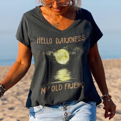 Hello Darkness My Old Friend Moonlight Printed Graphic Tees