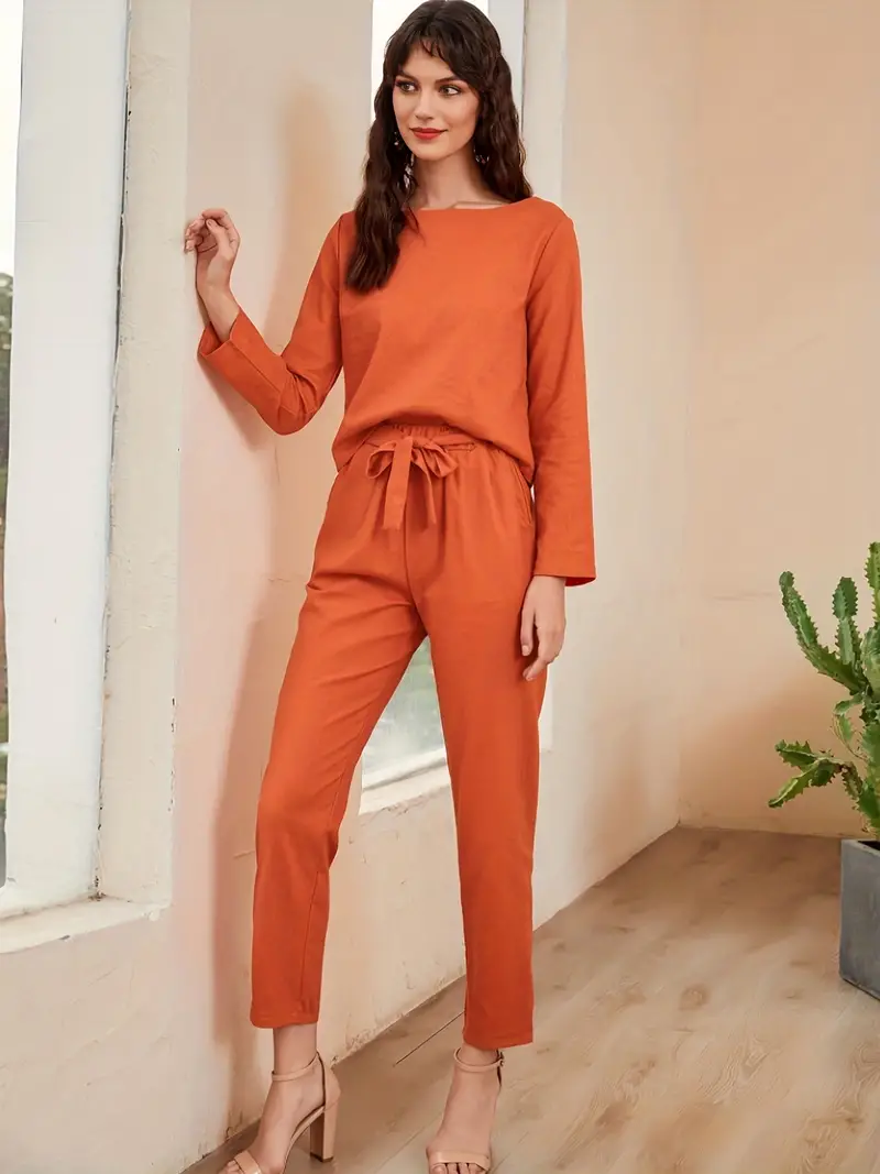 Women's Solid Color Fashion Leisure Suit Two-piece Set Suit