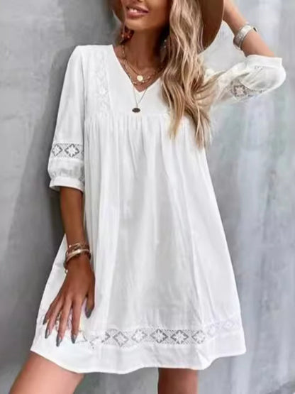 Simple V-Neck Casual Vacation Dress