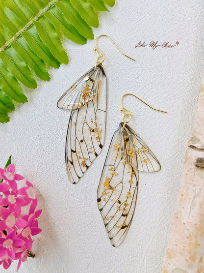 Butterfly Wing Handmade Crystal Gold Foil Earring