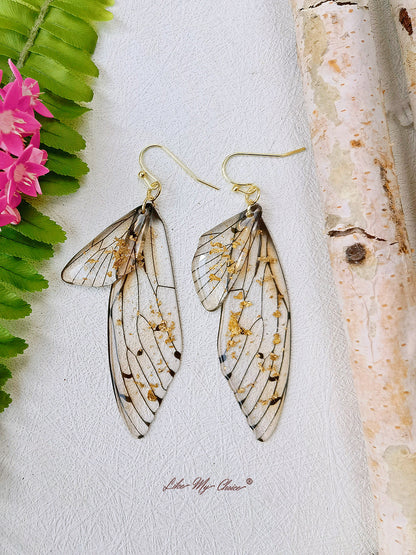 Butterfly Wing Handmade Crystal Gold Foil Earring