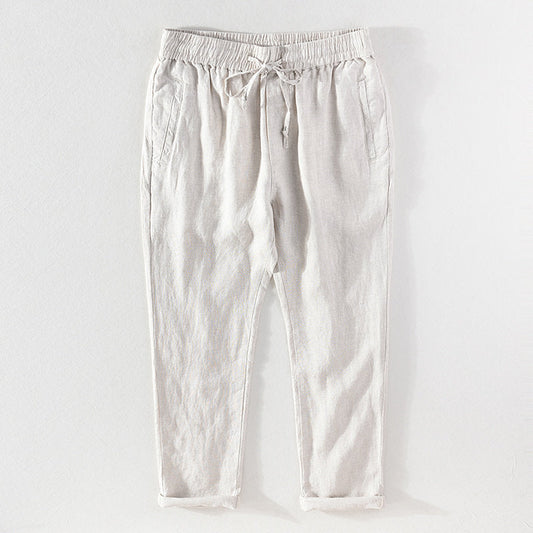 Casual Linen Elastic Waist Pants