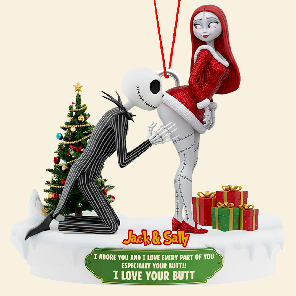 Naughty Skeleton Couple Christmas Ornament - Personalized Gifts For Couple 03ohdt110925