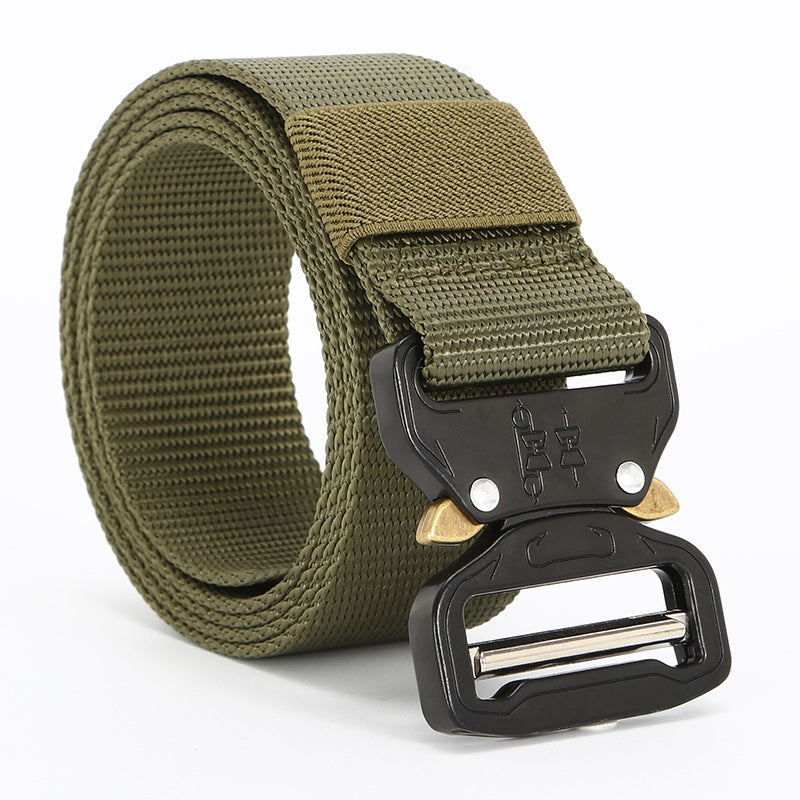 Men's solid colored imitation nylon metal buckle belt