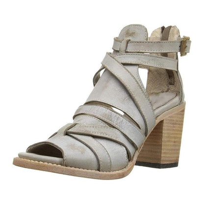 Vintage Buckle Strap Chunky Heel Sandals