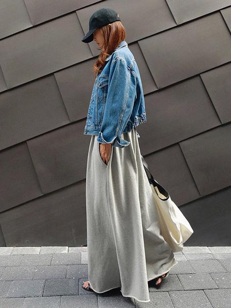 Loose Urban Gray Wide Leg Elastic Waist Pants