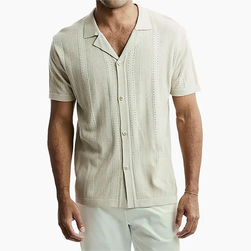 Men's Knitted Design Polo Short Sleeve Shirt