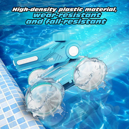 Tecnock All Terrain RC cars for kids amphibious tank model automatic water spray toy car with light effects, summer toys, children/adult toys