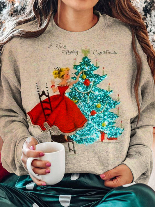 A Very Merry Christmas Crew Neck Long Sleeve Top