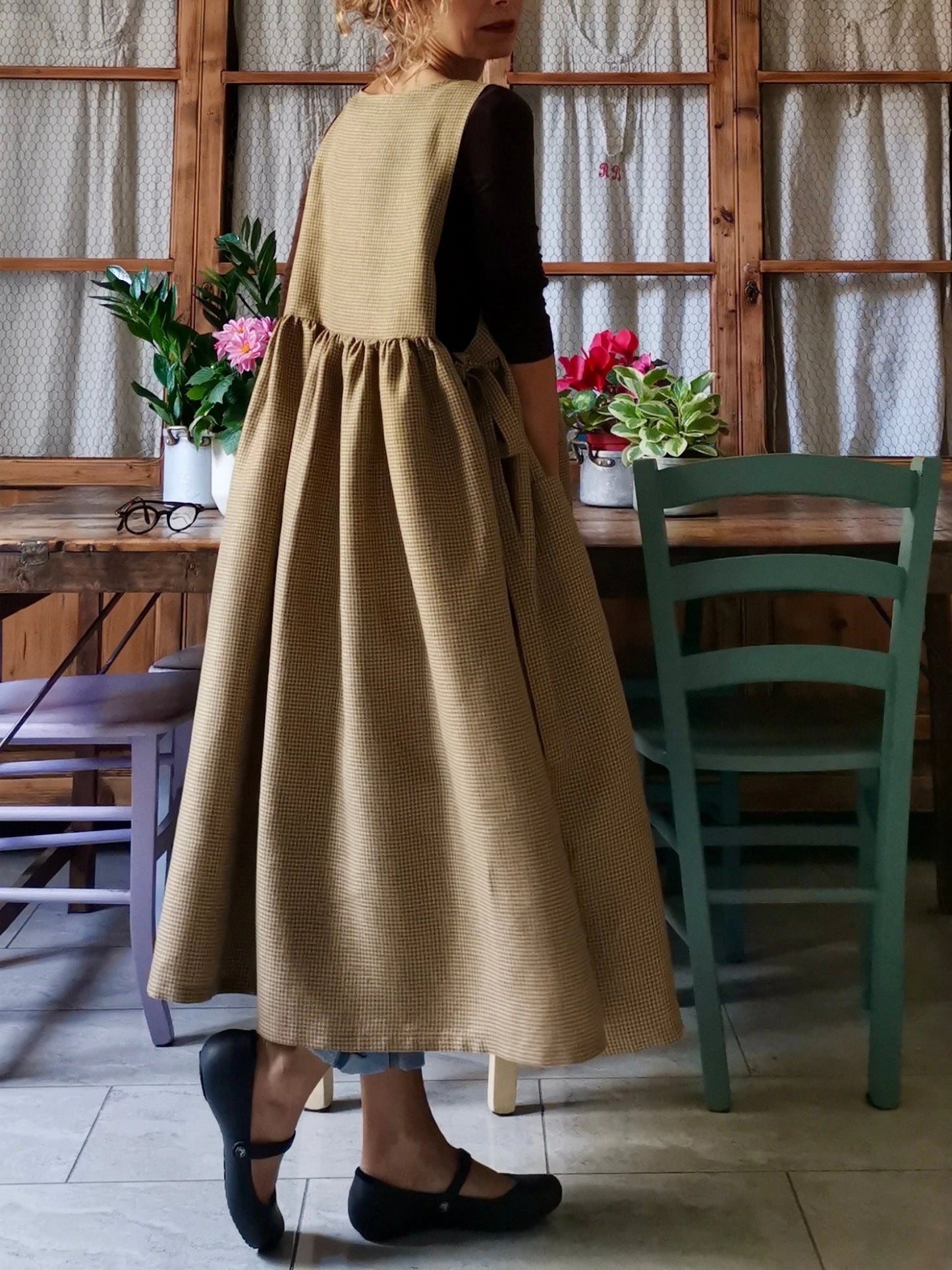 Brown Checked Kitchen Apron