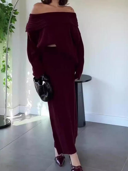 One-shoulder Top Half-body Skirt Two-piece Set