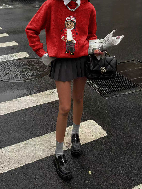 Crew neck knitted pullover