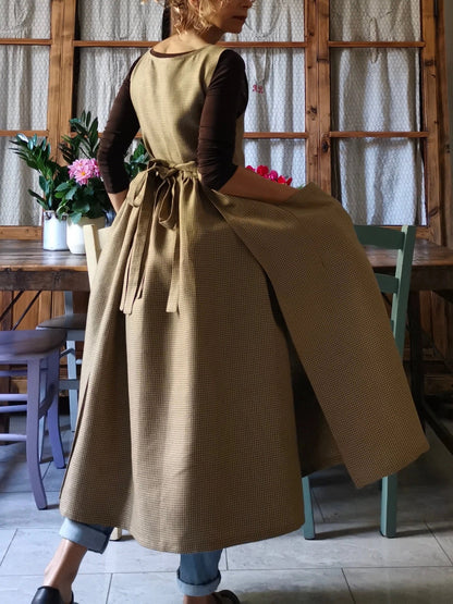 Brown Checked Kitchen Apron