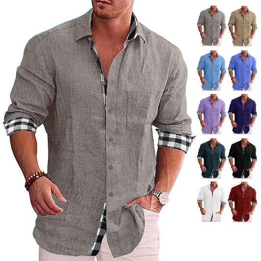 2023 Summer Gentleman Paneled Casual Buttons  Pocket Shirt