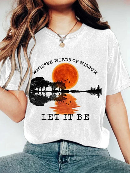 Women's Whisper Words Of Wisdom Let It Be Print Casual T-Shirt