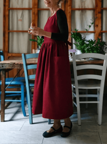 Dark Red Melange Apron